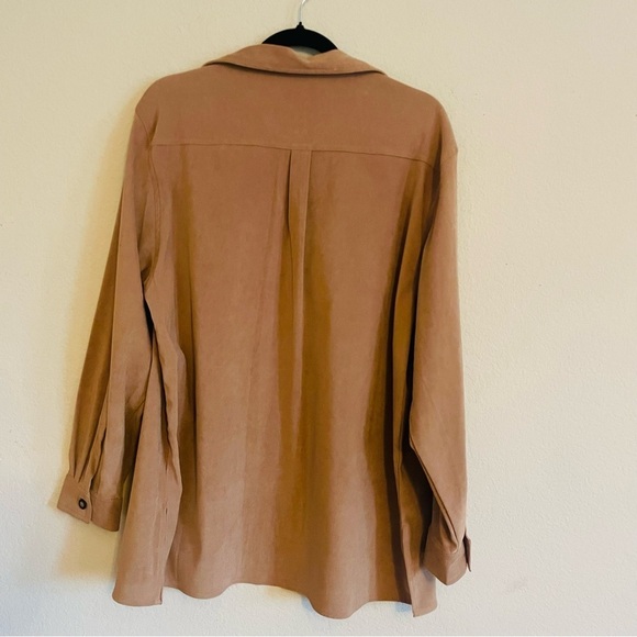 White Stag woman long sleeve button down top size L thick layering blouse casual - Picture 9 of 10